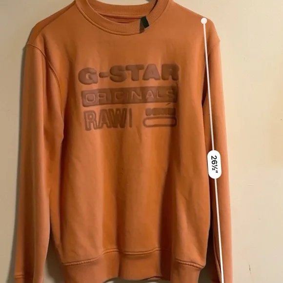 COPY - G-Star Orange Crewneck Sweater with Ribbed Details